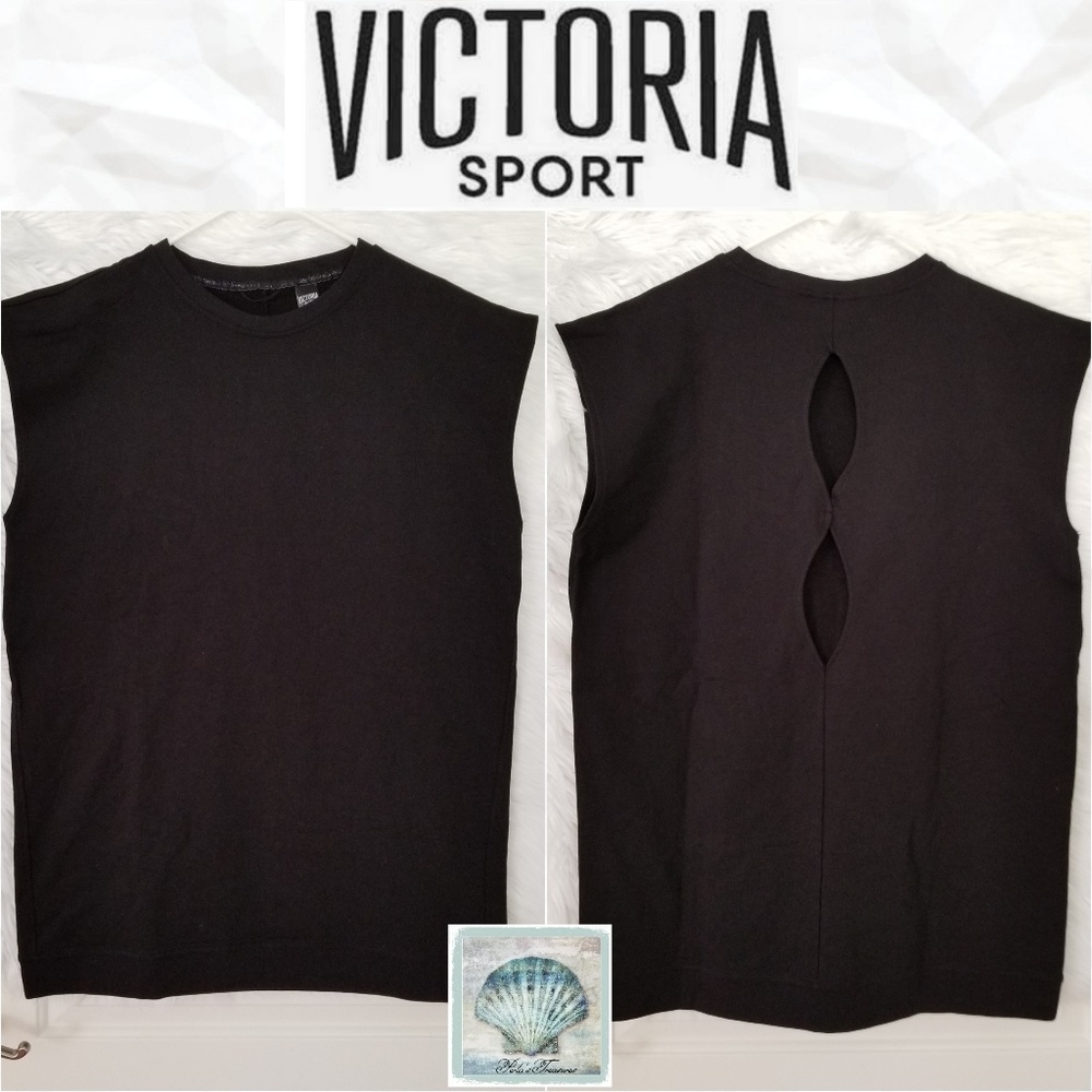 Victoria Sport Black Sleeveless Oversize Top Sz L